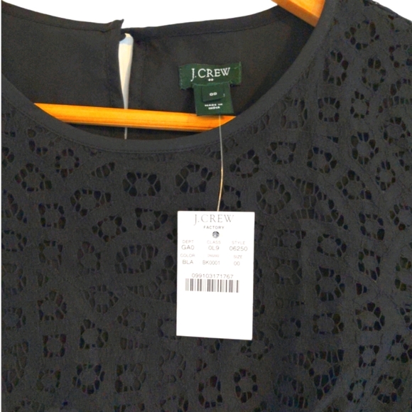 J.Crew NWT-Black Lace 3/4 Sleeves Top - Picture 3 of 7